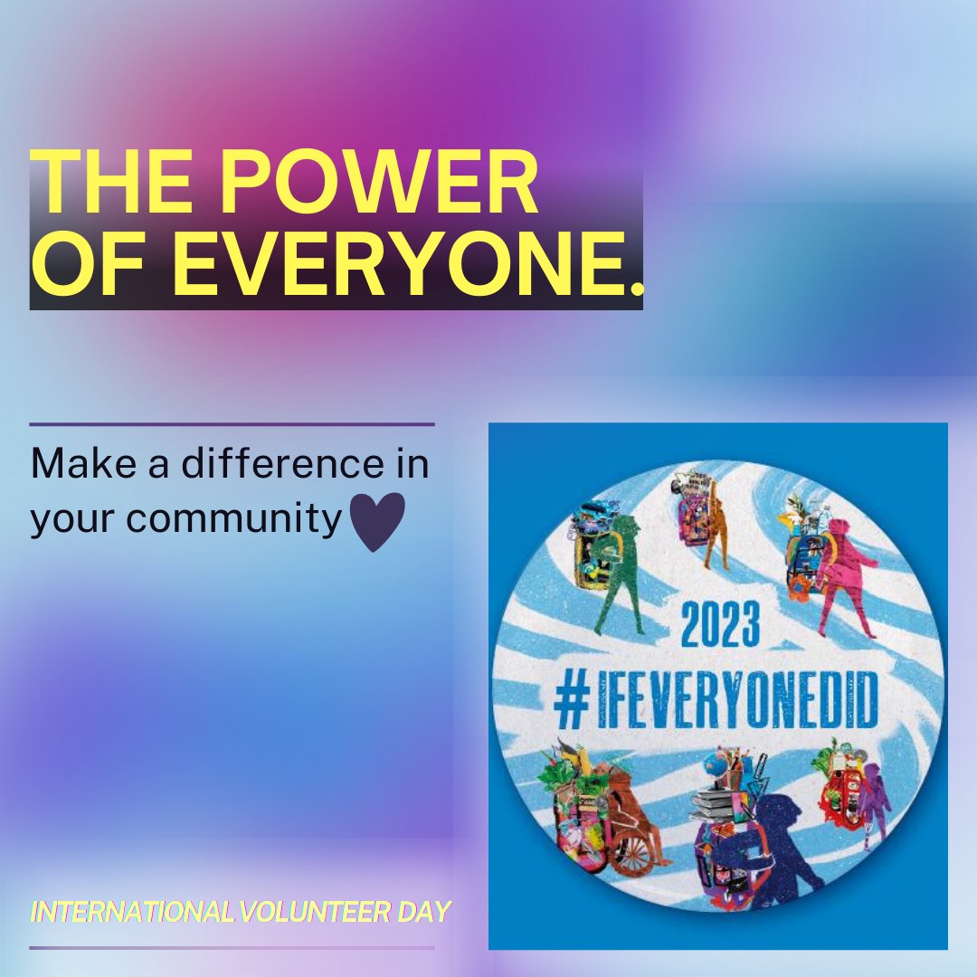 HAPPY INTERNATIONAL VOLUNTEER DAY #IfEveryoneDid

Celebrating #IVD 2023 and the power of collective action 💚

THANK YOU TO ALL OF OUR VOLUNTEERS! WE APPRECIATE YOU! 🤩