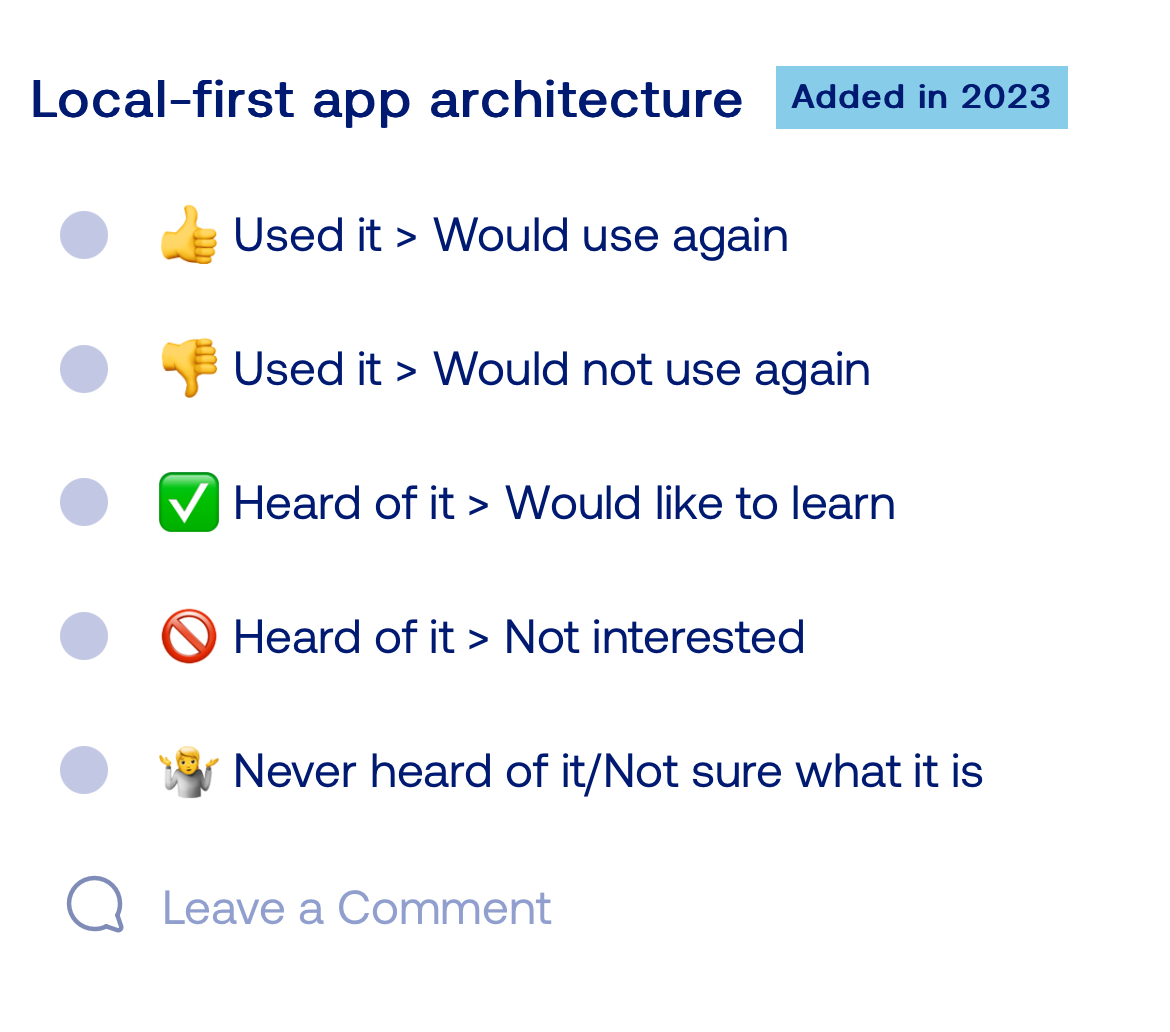 powersync_'s tweet image. Great to see local-first / offline-first included in the #StateOfReactNative survey!
Fill it out(in?) if you've got a minute: stateofreactnative.com