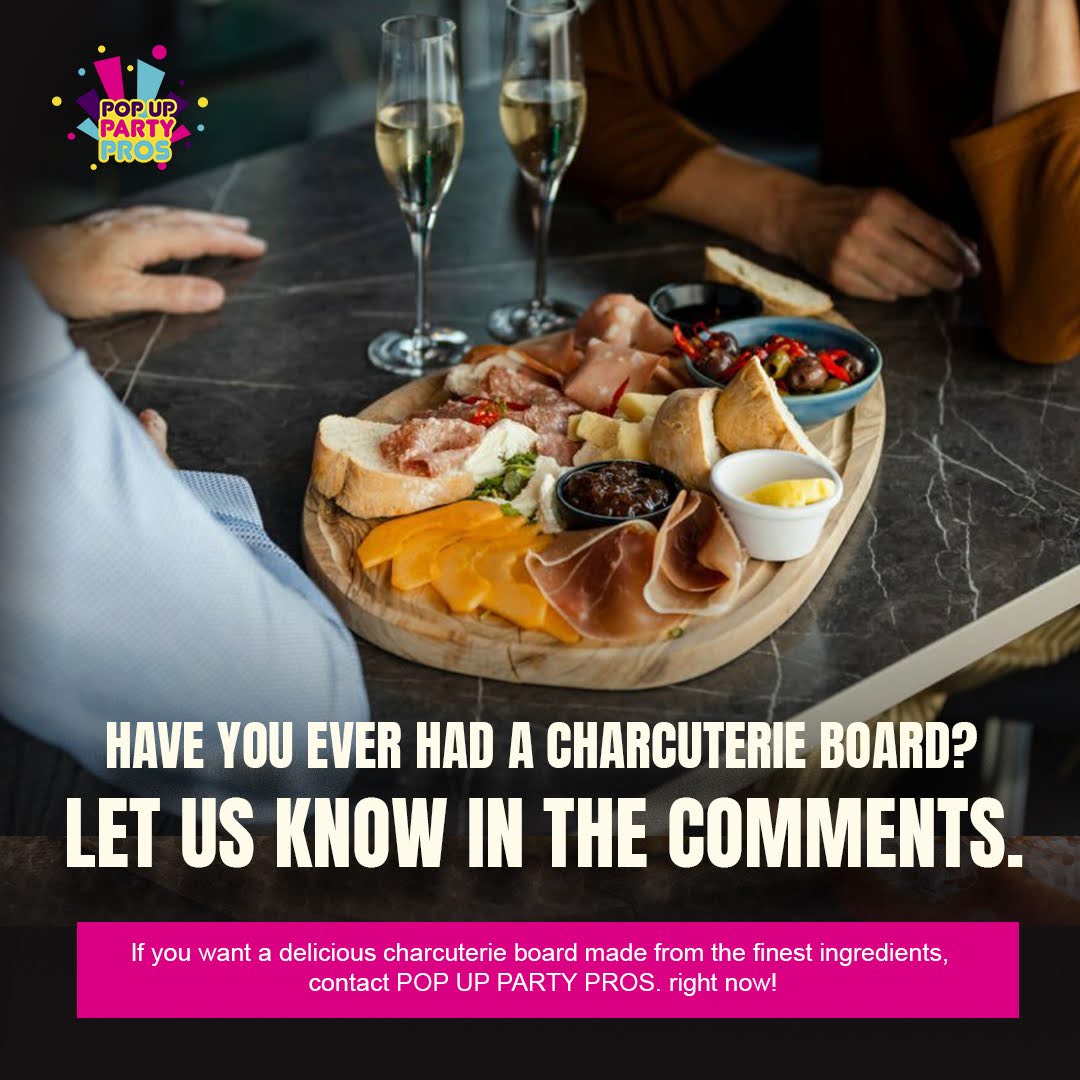Have you ever had a charcuterie board before? If not, you should try it today. If yes, share your experience with us. #charcuterie #charcuterieboard #cheesefoodboard #cheesecharcuterieboard #charcuterieboards #grazingboards #grazingplatter #charcuterieplatter #PopUpPartyPros