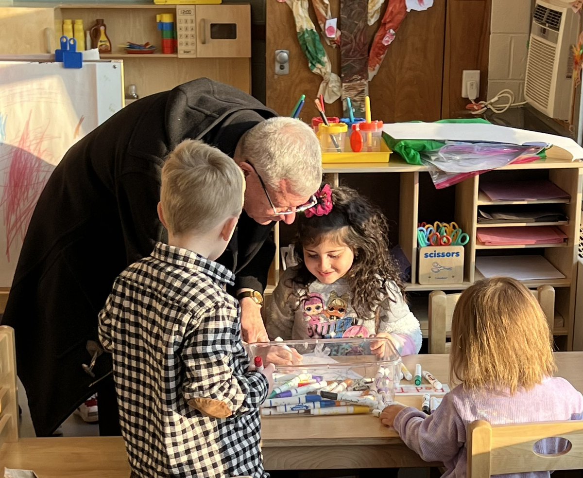 In the joyful company of Bishop Colacicco, our littlest learners find inspiration and playfulness, deepening the ties between parish and school. <a href="/stmarywappinger/">SaintMarySchoolWappinger</a> #parishschoolconnection