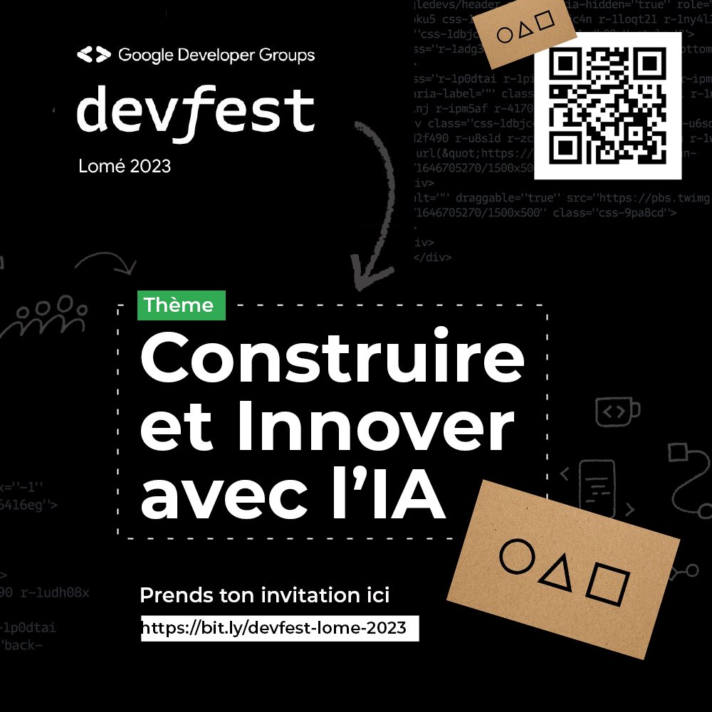 👨🏽‍💻 L' Intelligence Artificielle sera au cœur de cette édition 2023 du DevFest Lomé !

De quel Team êtes-vous ? Adeptes ou Sceptiques ?

Qu'importe, vous avez votre place au cœur des conversations passionnantes qui auront lieu le 16 décembre prochain.

🔗 : bit.ly/devfest-lome-2…