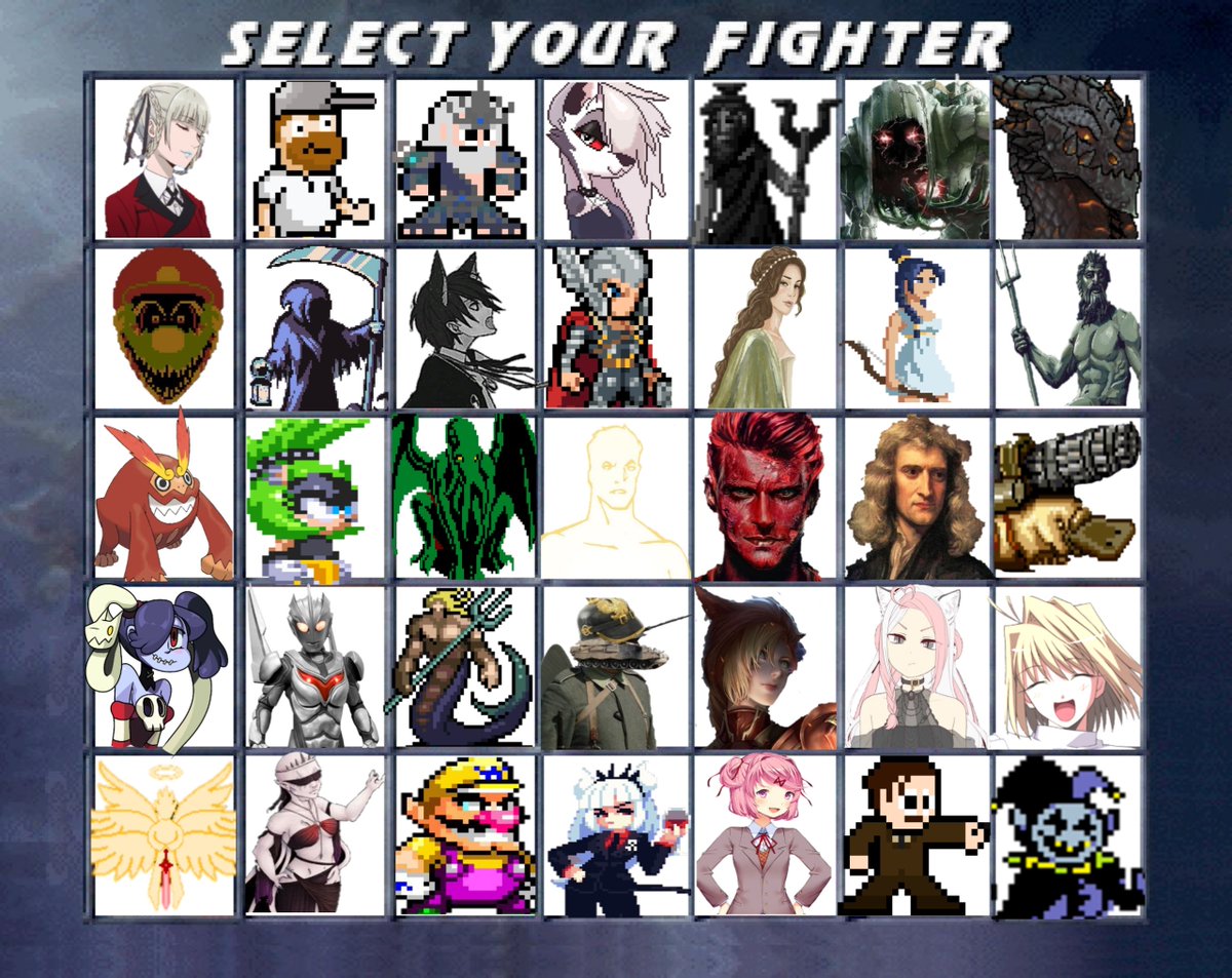 TheOneAbov3AII's tweet image. For 1k I will make this but a new roster into reality. I'll also create small animations for each matchup. If you remember this you're a certified OG