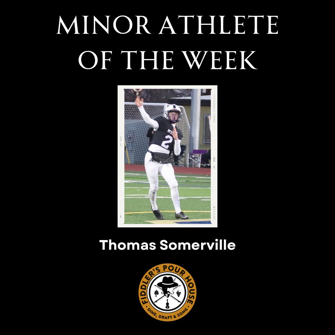 rmawhood's tweet photo. This week Fiddler's Pour House Minor Athlete of the Week is AN Myer QB Thomas Somerville who rushed for three TD's &amp; threw for another leading the Marauders to another OFSAA Bowl.
CONGRATS, Thomas!
To nominate your Minor Athlete of the Week email: niagarasportsreport@gmail.com https://t.co/YzlN9Lsg58