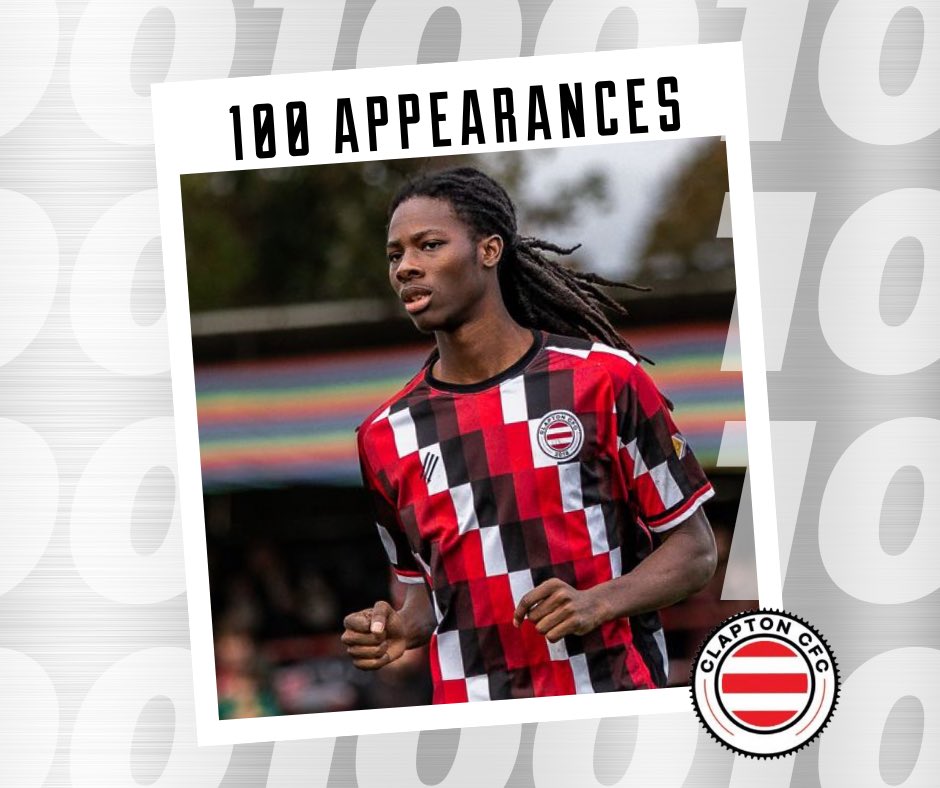 A photo of Noah Adejokun with the words 100 appearances