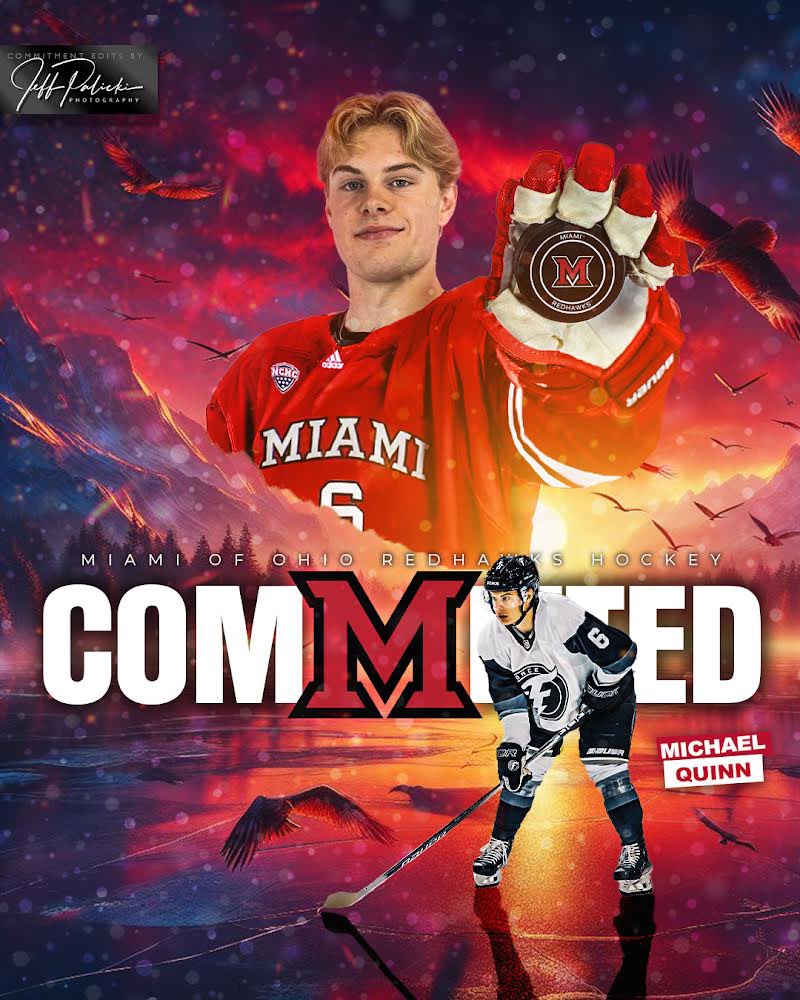 I’m excited and honored to announce my commitment to play Division 1 hockey at Miami University. I want to thank my family, friends and coaches who have supported me along the way!