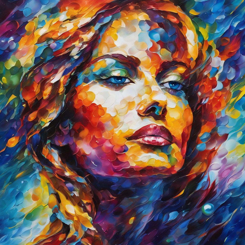 Feel free to use this #RoyaltyFree #artwork for anything.

A mosaic of color splashes across the canvas, crafting a vivid portrait that pulses with life, each hue a testament to her vibrant essence.

#PortraitArt #Colorful #ExpressionistArt