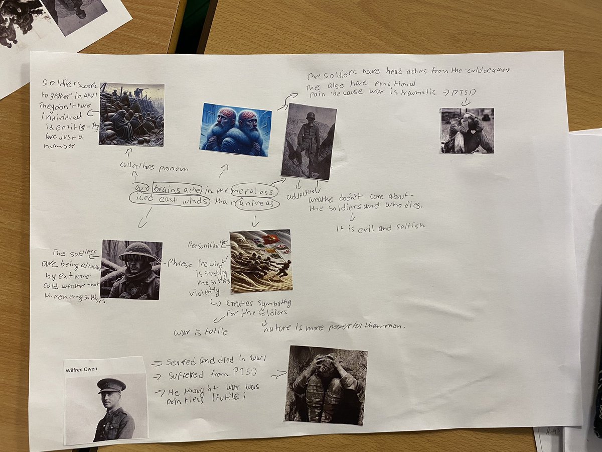Year 11 enjoyed revising Exposure with the use of pictures to aid their understanding. They did a good job. #WilfredOwen