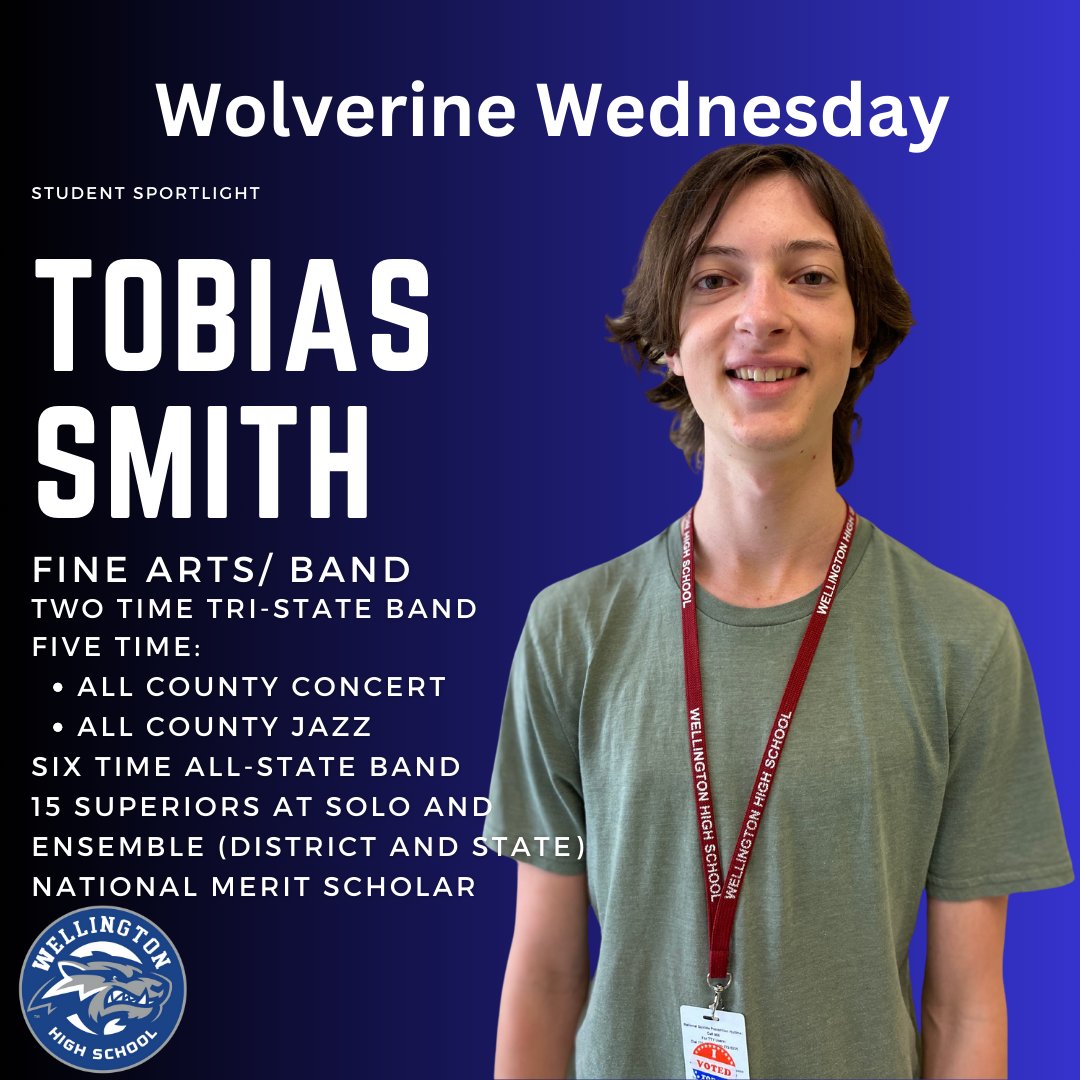 #WolverineWednesday  Meet senior, Tobias Smith in our Fine Arts Academy/Band Program. He is a force to be reckoned with after winning numerous awards in #Band!  Tobias, your talent knows no bounds! <a href="/kgwhetsell/">KW</a> <a href="/pbcsd/">The School District of Palm Beach County</a> <a href="/WHSFLCounselors/">WHS School Counselors</a> <a href="/PrincipalHayden/">Cara Gorham</a> <a href="/SDPBCChoiceCTE/">SDPBC Choice/Career</a>