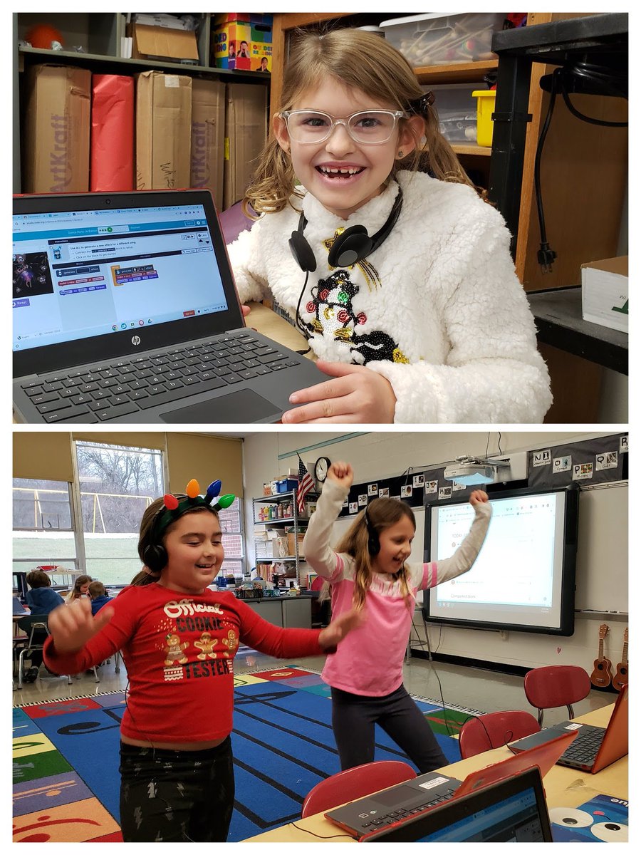 arothTechTools's tweet image. The Dance Party activity from @codeorg is a big hit with students @BellefonteASD. 🕺🏻 #HourOfCode #bellpride