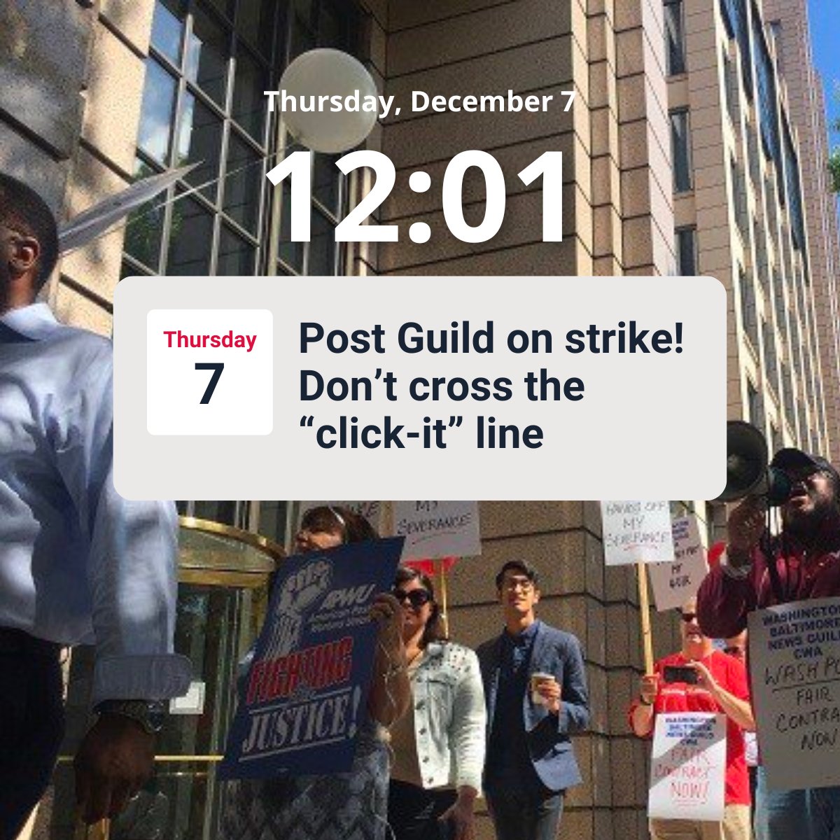 The @PostGuild is on strike today for unfair labor practices at @washingtonpost. Show your solidarity by not using or sharing the Post's online content today. Instead, send a letter to the publisher: actionnetwork.org/letters/worker…
