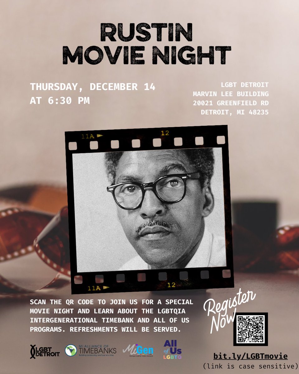 Bayard Rustin was Mentor of most well-known Civil Rights leaders and Chief Organizer of the 1963 March on Washington. Because of his identity as an openly same-gender loving man, he has been denied the recognition he deserves.

#Igbtdetroit #safebravespace #educationandadvocacy