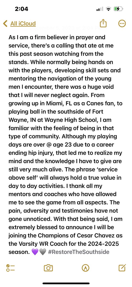 Blessed and Honored to join @CoachHovik along with a great staff as the Varsity WR Coach next season! #RestoreTheSouthside @azc_obert @gridironarizona @BJMedia1 @JUSTCHILLY