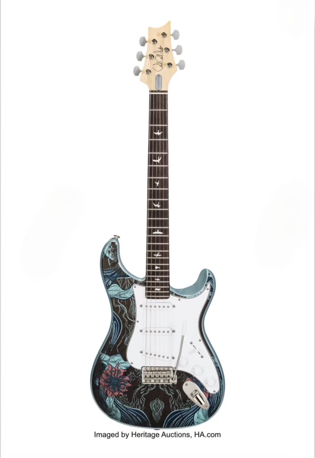 This unique @prsguitars Silver Sky prototype is one of the many items up for bid in the @EricClapton Crossroads Guitar Festival auction to raise funds for @CrossRoadsCentr drug and alcohol rehabilitation. Prototype wrap by @3M! entertainment.ha.com/c/auction-home…