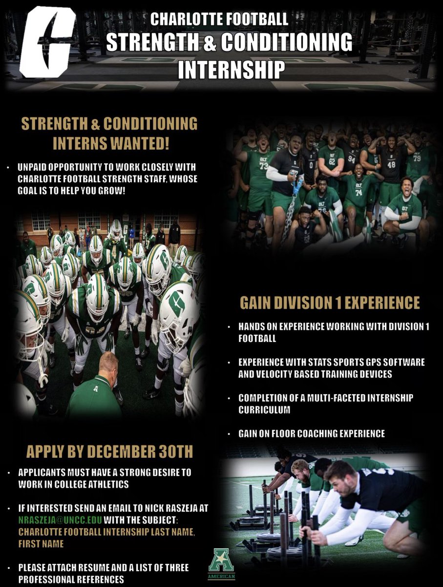 Come be a part of the team! @CharlotteFTBL