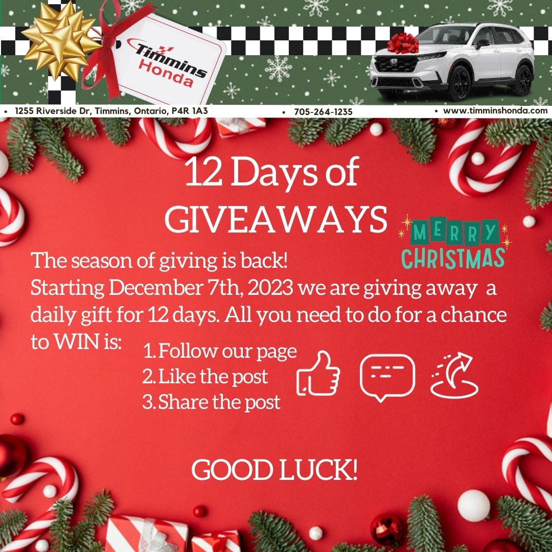 TimminsHonda's tweet image. #giveaways #christmas #12daysof #winner #timminshonda #TimminsOn