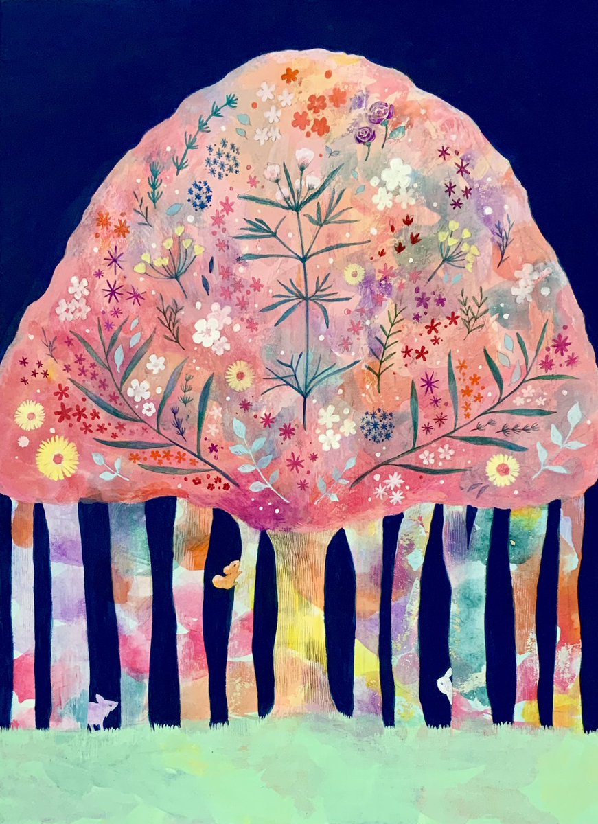 「#冬の創作クラスタフォロー祭アクリル絵の具で描いてますよろしくお願いします。 」|小林さきのイラスト