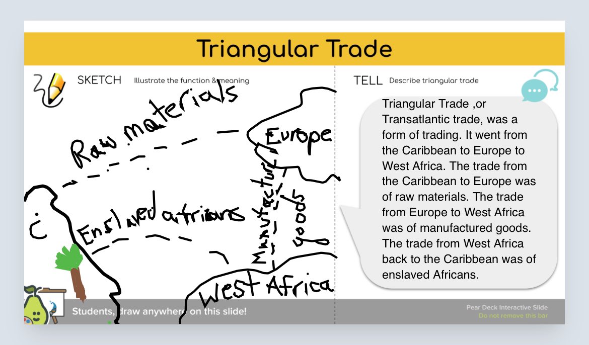 Using @edpuzzle trans-Atlantic trade to build Triangular Trade Sketch & Tell with @icschool_online #eduprotcols