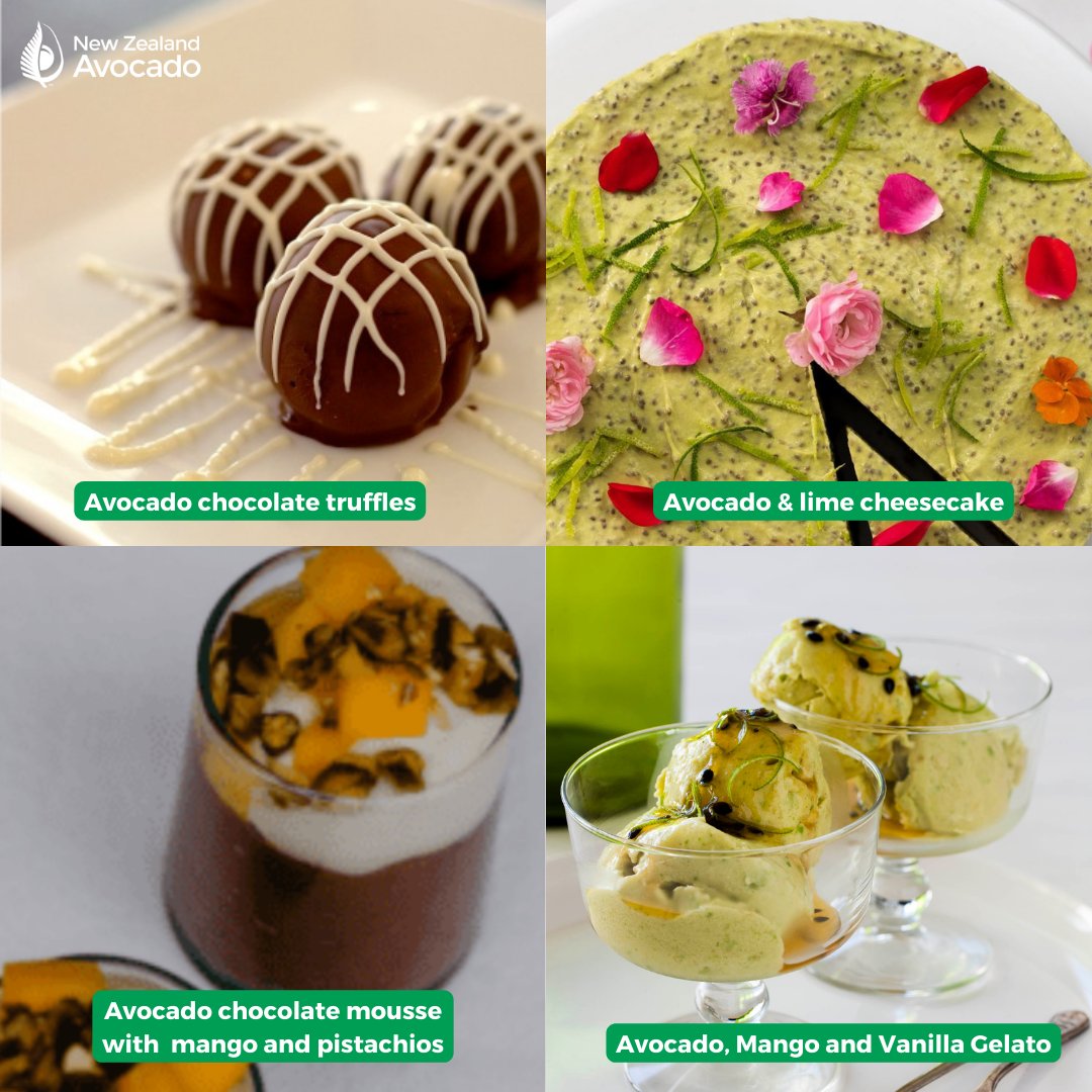 Avo sweet tooth? Satisfy your avocado cravings with these delectable dessert recipes and more on our website. 🥑🍰🍨nzavocado.co.nz #AvocadoDesserts #DeliciousTreats #AvocadosFromNZ