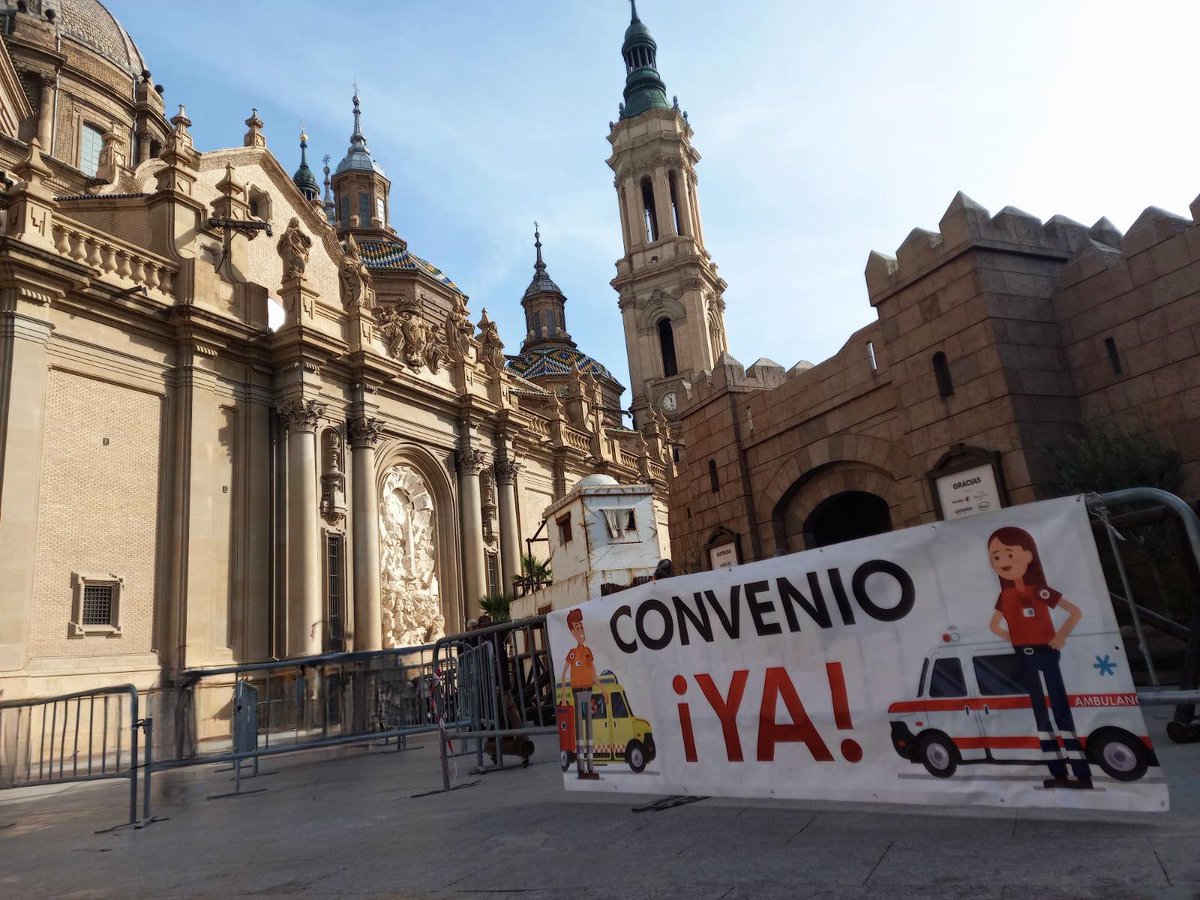 UNEtesAragon's tweet photo. 6 y 7 diciembre estaremos junto a la ENTRADA del BELEN DE LA PLAZA DEL PILAR DE #ZARAGOZA de 09h a 21h.
.
‼️Junt@s luchemos por la firma de un #conveniodignoya‼️
#TesEnLucha #AragónEnLucha #TesPúblicos #TESvisible #TESperamos #TransporteSanitariodeCalidad #ConvenioDigno #huelga https://t.co/ssIRWC7wJW