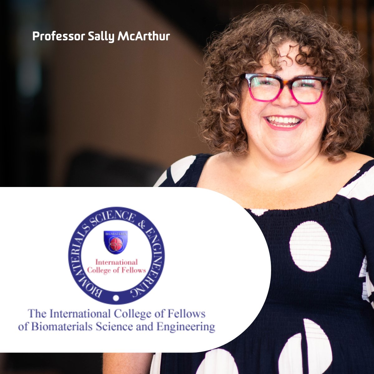 Our Director Prof. Sally McArthur has achieved the highest honour within the global biomaterials community – a Fellow of Biomaterials Science and Engineering! @mca178 is among the top 10% of the most highly regarded #biomaterials scientists in the world. bit.ly/3GsGQ0e