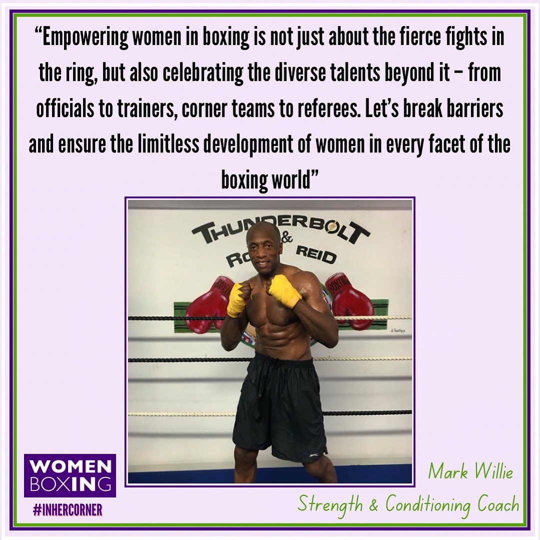 "Empowering #womeninboxing isnt just about the fierce fights in the ring, but celebrating the diverse talents beyond it. Let's break barriers &amp; ensure the limitless development of women in every facet of the boxing world"
Mark Willie - S&amp;C Coach
#InHerCorner #StrongerTogether