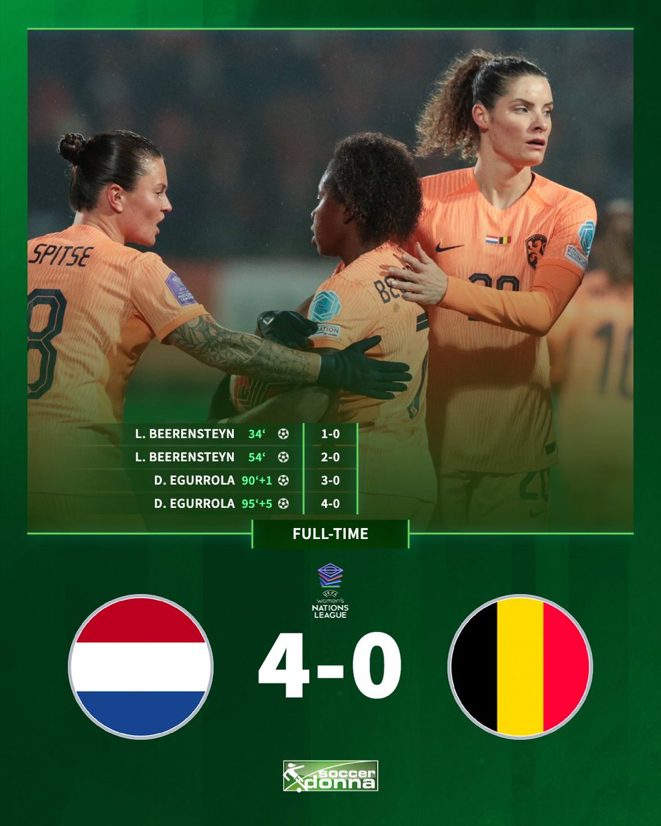 soccerdonna's tweet photo. Netherlands' thrilling victory secures group a win and playoff Spot! 🇳🇱

#UWNL #OranjeLeeuwinnen https://t.co/zF3gXTuRSR