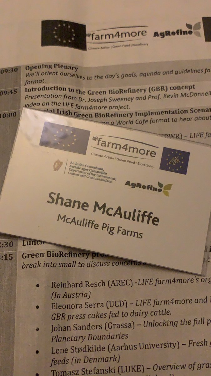 Great day at @UCDBioFoodEng today for the @farm4more @AgrefineI workshop on green biorefinery. Certainly huge potential in Ireland with our grassland based system and how the end products can fit within the circular bioeconomy
