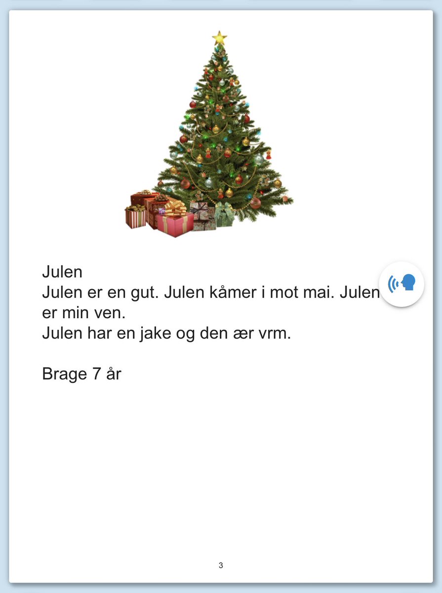Hvis julen var levende…❤️

To elever på 7 år som klarer å forestille seg at julen får liv. Blir levende. To elever som har ulike forutsetninger for å skrive, men som mestrer oppgaven med glans⭐️⭐️Mye takket være at de har selvtillit som skrivere OG at de får skrive digitalt❤️