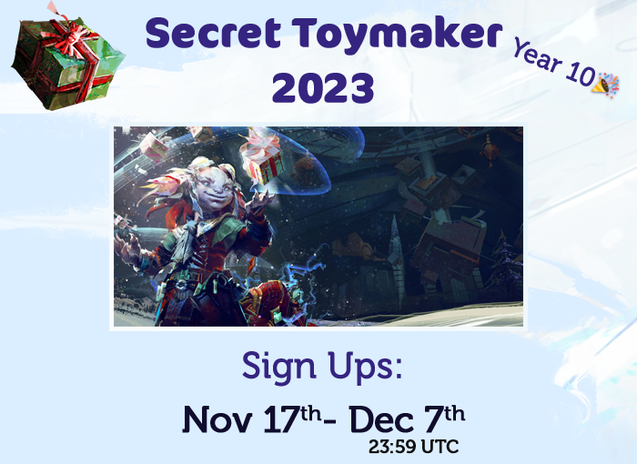 Why do you have TWO hands? To hold more gifts of course!

🎁
🙌

Looking to take part in the gift giving? #SecretToymaker is bringing the Secret Santa experience to all <a href="/GuildWars2/">Guild Wars 2</a> players for 10th year in a row 

Just 2 more days to sign-ups, hit the link secrettoymaker.com