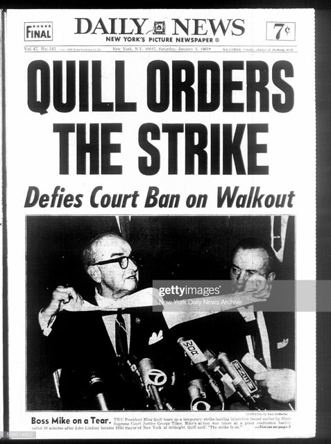 Back when Labor Leaders actually led,and didn't hide under the bed at the first sign of trouble. ' The judge can drop dead in his black robes. We will not call off the strike.' Mike Quill TWU President 1966. Quill and the E-board were jailed.