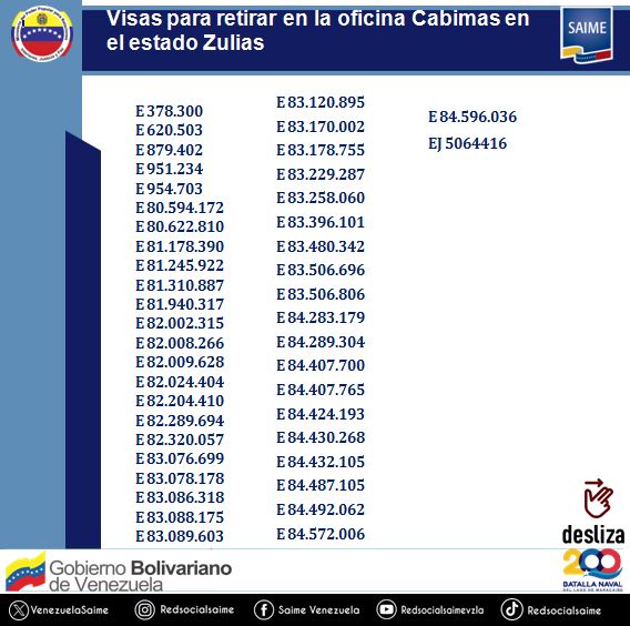 #Visas || Atención, si tramitaste tu visa o cédula de extranjero en la oficina de #Extranjería en Cabimas estado Zulia, asiste a retirarlo. Nuestra identidad, nuestra fortaleza.