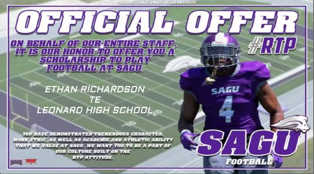 ethan richardson (@ethanr1107) on Twitter photo After a great conversation with <a href="/anzaldua_corey/">Corey Anzaldua</a> I’m blessed to receive an offer from @SAGU_Football !! #Lion24 <a href="/seancooper_C4/">Sean Cooper</a> <a href="/CoachJDozier/">Justin Dozier</a> <a href="/FootballLeonard/">Leonard Tiger Football Recruiting</a> After a great conversation with <a href="/anzaldua_corey/">Corey Anzaldua</a> I’m blessed to receive an offer from @SAGU_Football !! #Lion24 <a href="/seancooper_C4/">Sean Cooper</a> <a href="/CoachJDozier/">Justin Dozier</a> <a href="/FootballLeonard/">Leonard Tiger Football Recruiting</a>