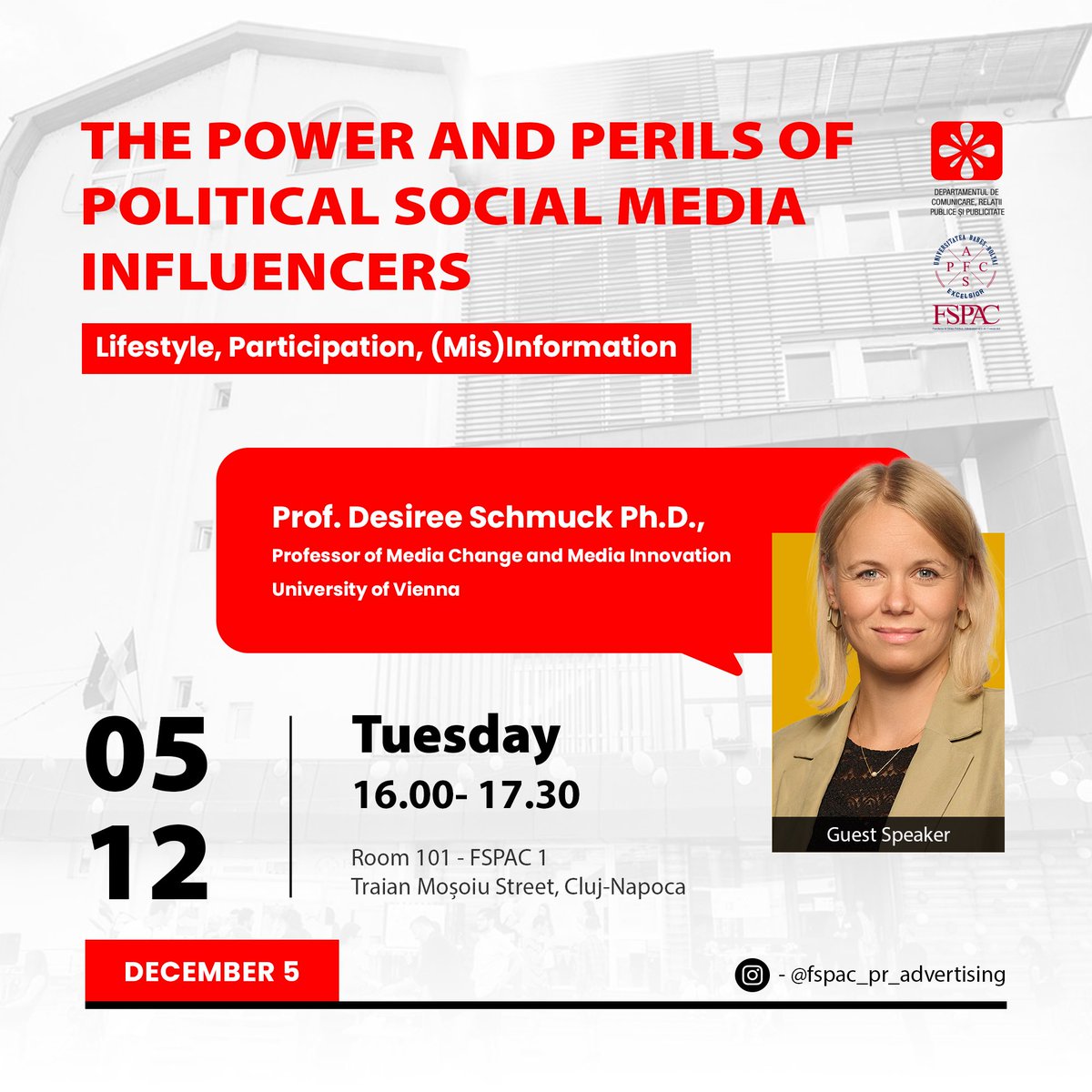 Many thanks to @DesireeSchmuck from @IPKW_univie for such an engaging presentation on political #socialmediainfluencers at @FSPAComPR @FspacCluj