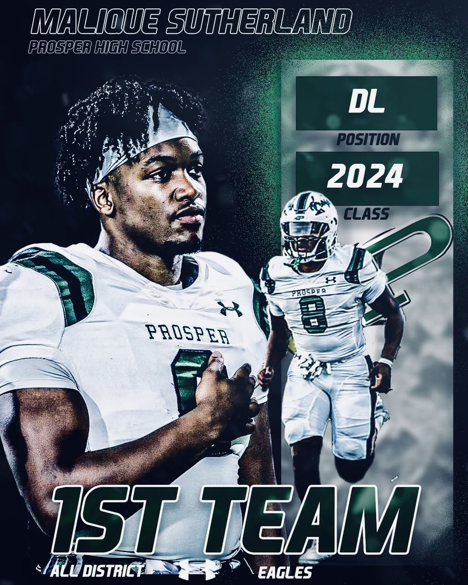 Thankful to be selected for 1st Team All District @dlemons59 @ProsperRecruits @ProsperEaglesFB