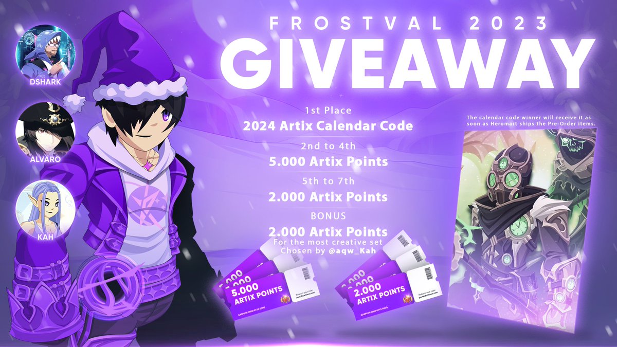 ❄️ 𝗙𝗥𝗢𝗦𝗧𝗩𝗔𝗟 𝟮𝟬𝟮𝟯 𝗚𝗜𝗩𝗘𝗔𝗪𝗔𝗬 ❄️
 
Requirements:

✅Follow @DsharkAQ, <a href="/AlvaroAQW/">Alvaro</a>, <a href="/aqw_Kah/">Kah</a> &amp; <a href="/DominikAQW/">Dominik</a>
✅Reply with a screenshot wearing your favorite frostval set.
✅Like and RT

Ends on Christmas, 25/12 #Frostval #AQWorlds