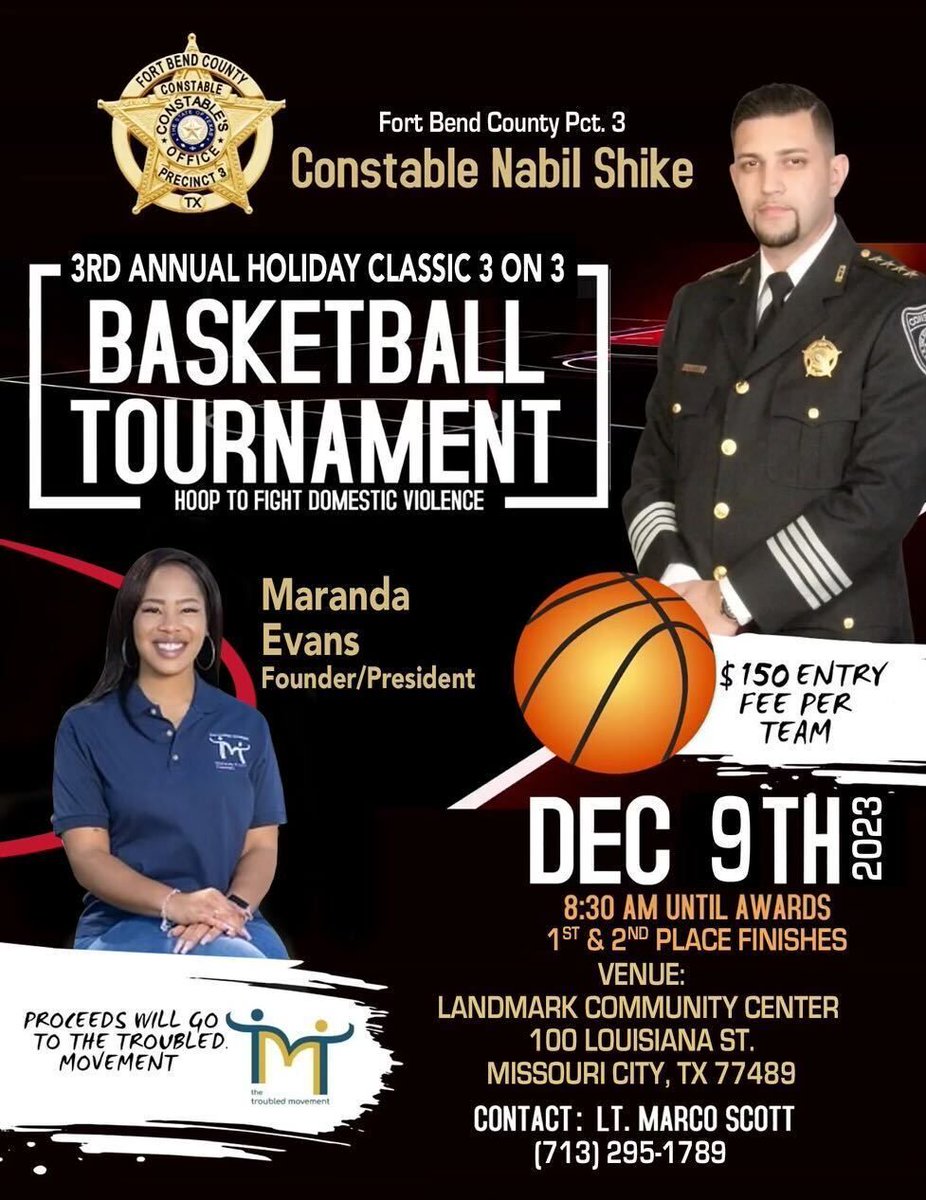 thetroubledmvmt's tweet photo. Sign up for the 3rd annual Holiday Classic 3 on 3 Basketball Tournament! The game will be taking place Saturday, December 9 at 8:30 AM. Enjoy the game while fighting domestic violence! https://t.co/pCNpNksBik