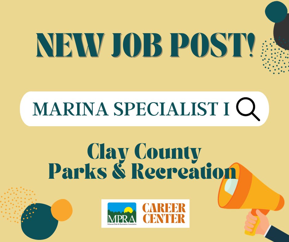 Clay County Parks &amp; Recreation is looking for a Marina Specialist I. members.mopark.org/jobs/Details/m…