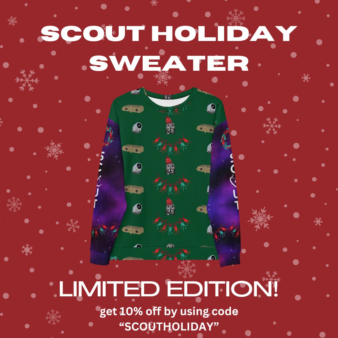 🎄SCOUT is excited to present our LIMITED EDITION 2023 Holiday Sweater! The sweater will only be around until 12/31/2023. Grab yours for a discounted price with code "SCOUTHOLIDAY" and join in on the festivities and fun by representing SCOUT this holiday season!!!