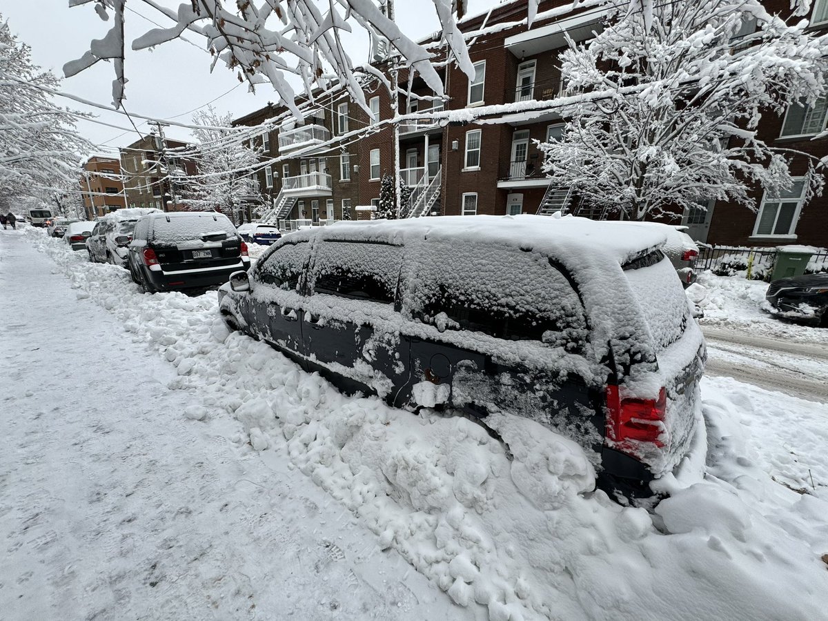 RM_Transit's tweet photo. It snowed 40 cm last night and cars are buried, meanwhile Montreals cyclists are taking to the REV undeterred - build it and they will come certainly applies to bikes https://t.co/zcL7ili04q