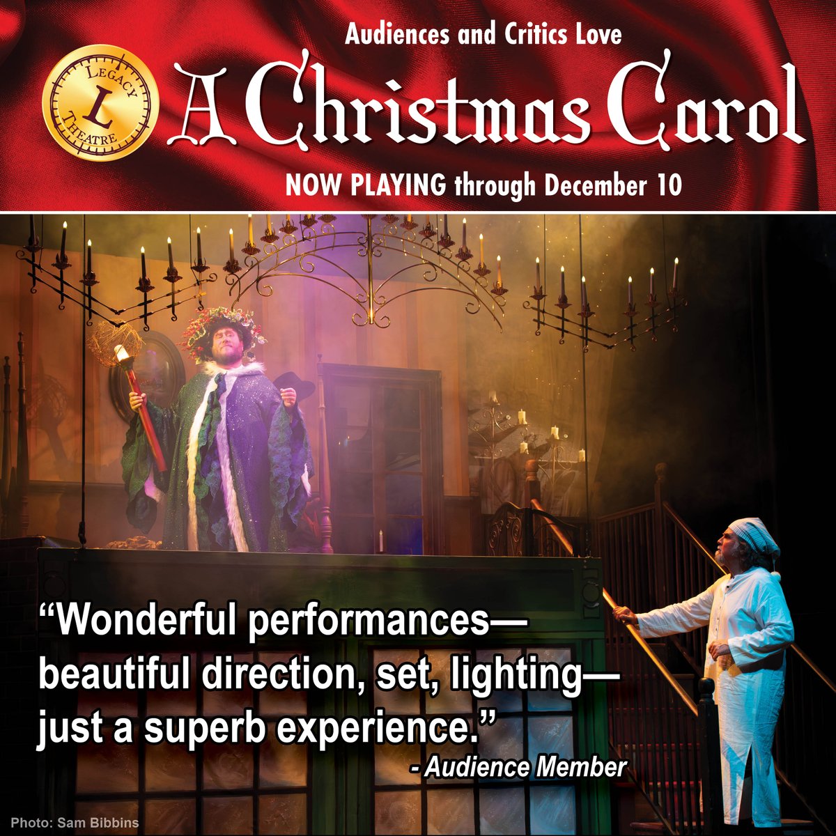 Audiences and critics are loving A CHRISTMAS CAROL! Did you see it last week? Only a few tickets remain for our second and final week of performances – grab them before they’re gone! legacytheatrect.org/a-christmas-ca… Photos by Sam Bibbins - Full credits on our website. #legacytheatrect