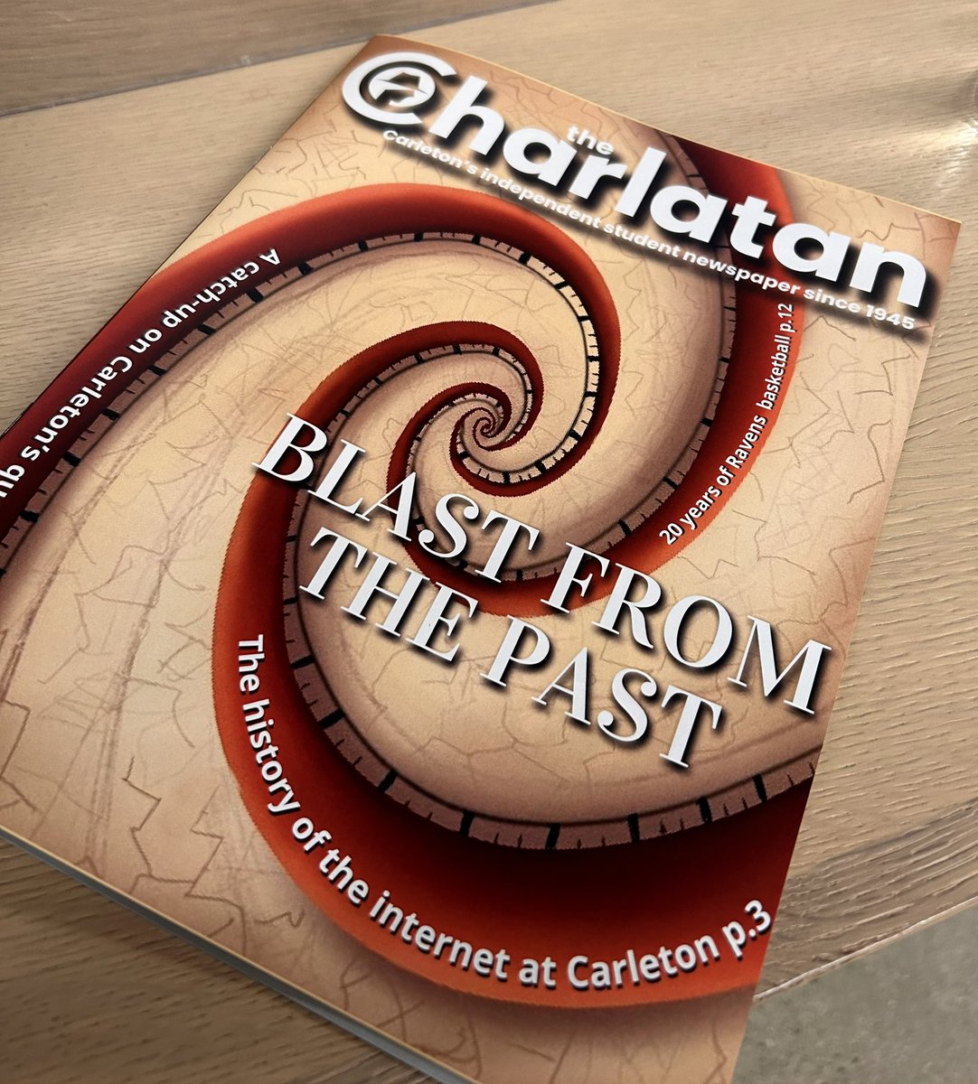CharlatanLive's tweet photo. Our special edition Blast from The Past is out now at newsstands near you! #grabacopy and read articles from our dedicated staff on the history of the Internet @Carleton_U, queer culture on campus and how @JSchool_CU has evolved. https://t.co/pgVxyASDRN