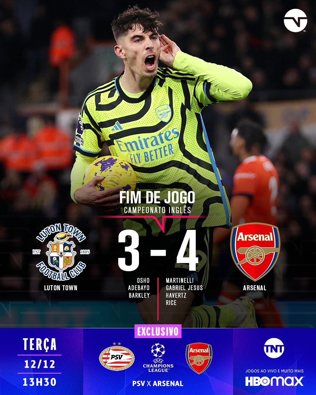 Luton Town x Arsenal, Campeonato Inglês