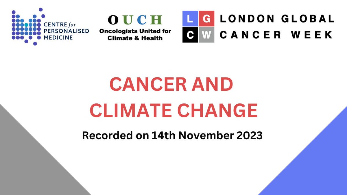 @LGCW2023 Cancer and #climatechange session now available online👇 Fantastic speakers and discussion. Climate change already impacts cancer care & healthcare has significant footprint (see #COP28). The time is now for #oncology to learn & take action bit.ly/3KQD3wj