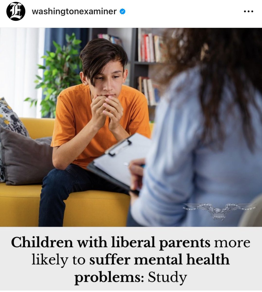 New study covered in the Washington Examiner shows that children with liberal parents are more likely to suffer mental health problems Sometimes the apple doesn’t fall very far from the tree🍎 But y’all ain’t ready for that Munchausen conversation…