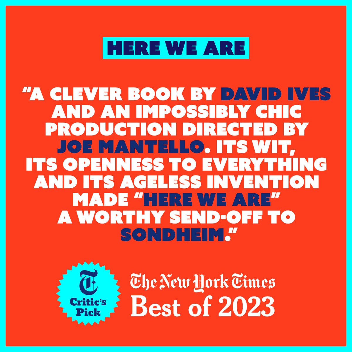 A clever book by David Ives and an impossibly chic production directed by Joe Mantello. Here We Are, in performances at <a href="/TheShedNY/">The Shed</a> only through January 21.