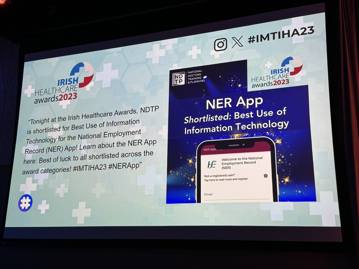 Congratulations to @NDTP_HSE on being highly commended for the NER App at the 2023 #IMTIHA23 Thrilled to be welcomed back to the team to celebrate for the night! 🥳