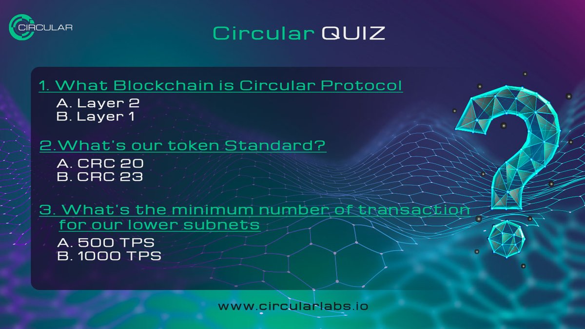 🚀 It`s Giveaway time🚀

😃Add $10 to your portfolio with our Circular Quiz! 💰

🔮5 winners will share a $50 pool

Your odds are looking good! 🎉

To enter:
1️⃣ Follow us, like &amp; RT this post
2️⃣ Tag 3 friends 
3️⃣ Comment your answer!

🗓️ Quiz ends on December 11th.

💡You can