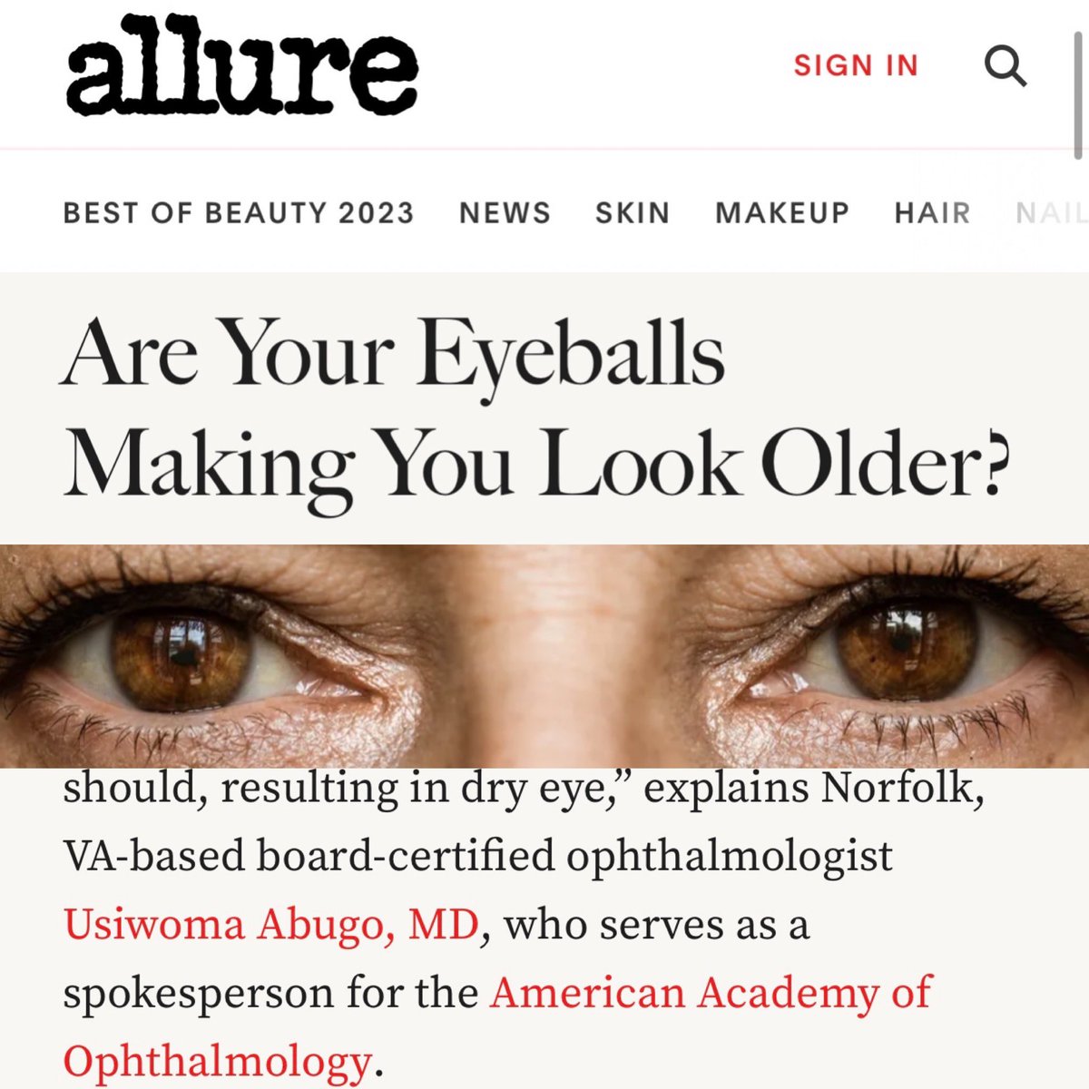 MentorMeMD (@mentormemd) on Twitter photo It’s not every day that you get featured as a #BEAUTY EXPERT in @allure Magazine !I Blessed beyond measure🌟✨🌟 <a href="/allurebeautybox/">Allure Beauty Box</a>
-see my top tips on how to beat the aging battle that involves, your EYEBALLS, yes I said EYEBALLs #SorryNotSorry 😋 allure.com/story/are-your… It’s not every day that you get featured as a #BEAUTY EXPERT in @allure Magazine !I Blessed beyond measure🌟✨🌟 <a href="/allurebeautybox/">Allure Beauty Box</a>
-see my top tips on how to beat the aging battle that involves, your EYEBALLS, yes I said EYEBALLs #SorryNotSorry 😋 allure.com/story/are-your…