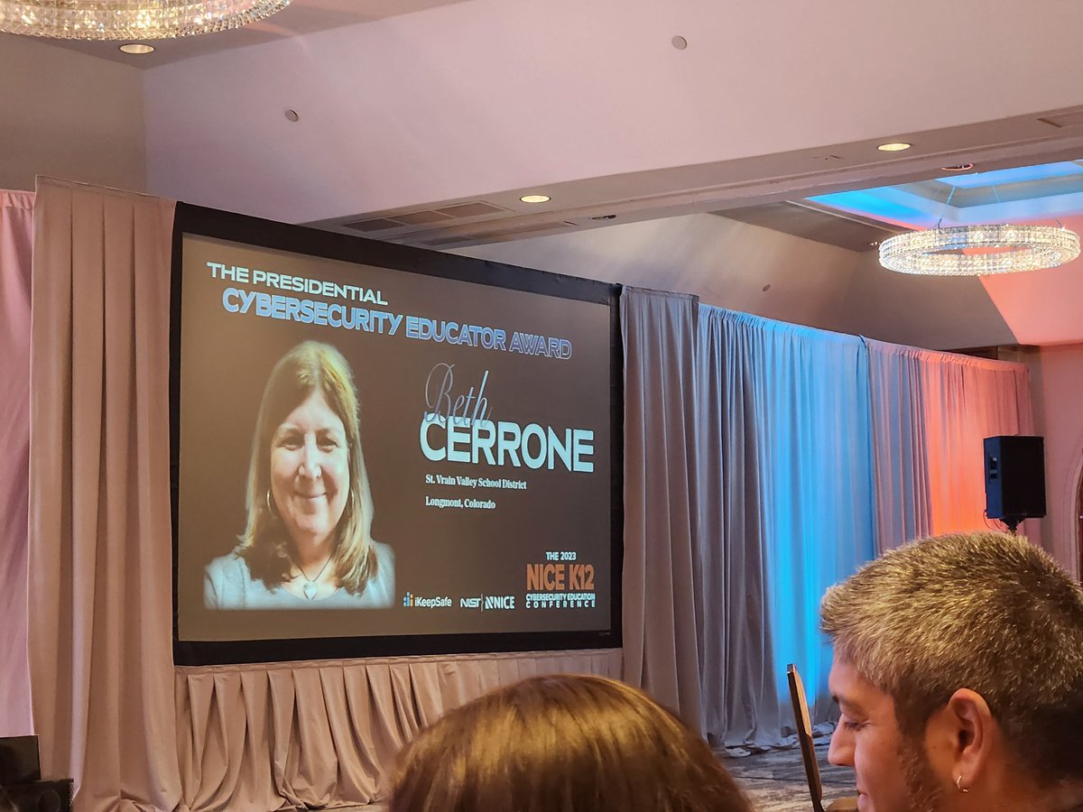 So proud of my wonderful teacher <a href="/bethcerrone/">Beth Cerrone</a> for winning the Presidential Cybersecurity Educator Award! Well deserved!