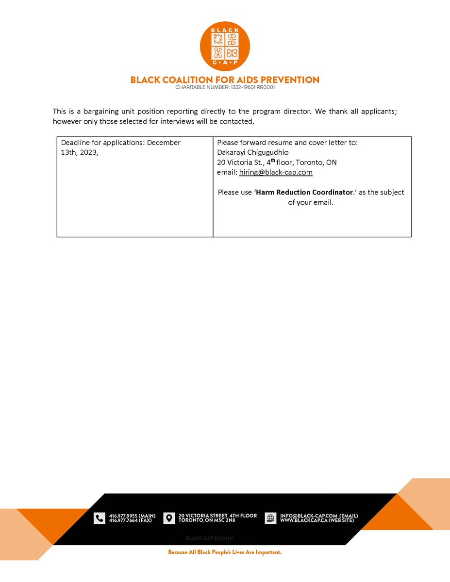 📣 Join Our Team! 🌟 We're excited to announce this job opportunity at Black CAP. If you're passionate about making a positive impact in the African, Caribbean &amp; Black community, we invite you to explore this rewarding position.

Apply Today!